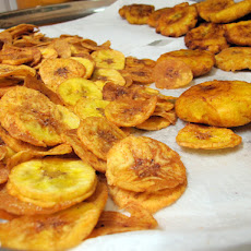 Patacones and Chifles (plantains cut fat and thin)