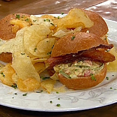 Seafood Slider Trio: Lobster and Bacon, Shrimp Remoulade, and Crab and Wasabi Sliders with Potato Chips
