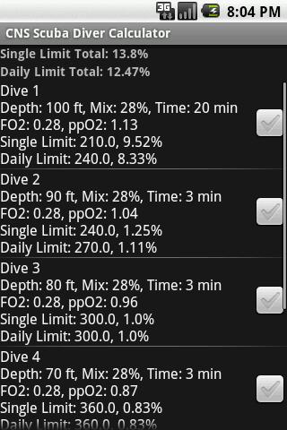 CNS Scuba Diver Calculator