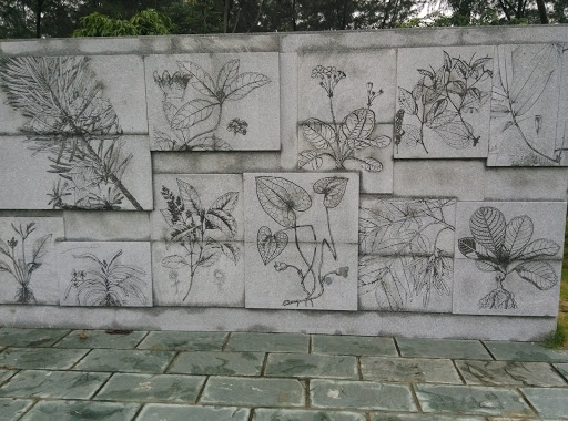 植物石刻墙
