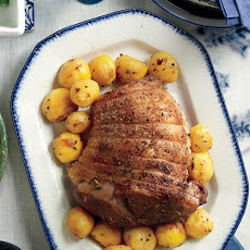 Roasted Marinated Lamb with Lemon and Rosemary Potatoes
