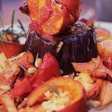 Eggplant Steaks with Pumpkin, Tomato, and Mushroom Ragoût
