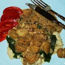 Creamy Tarragon Scallops With Spinach & Smashed Potatoes