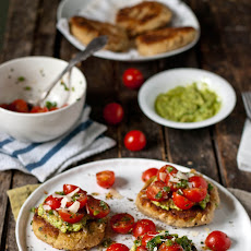 Lemon-Scallion White Bean Patties with Asparagus Pesto & Simple Salsa