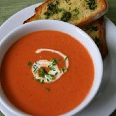 Spicy Tomato Bisque with Grilled Brie Toast