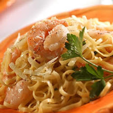 Shrimp with Garlic Cream Sauce over Linguine