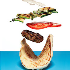 Curried Lamb Burgers with Grilled Vegetables and Mint Raita