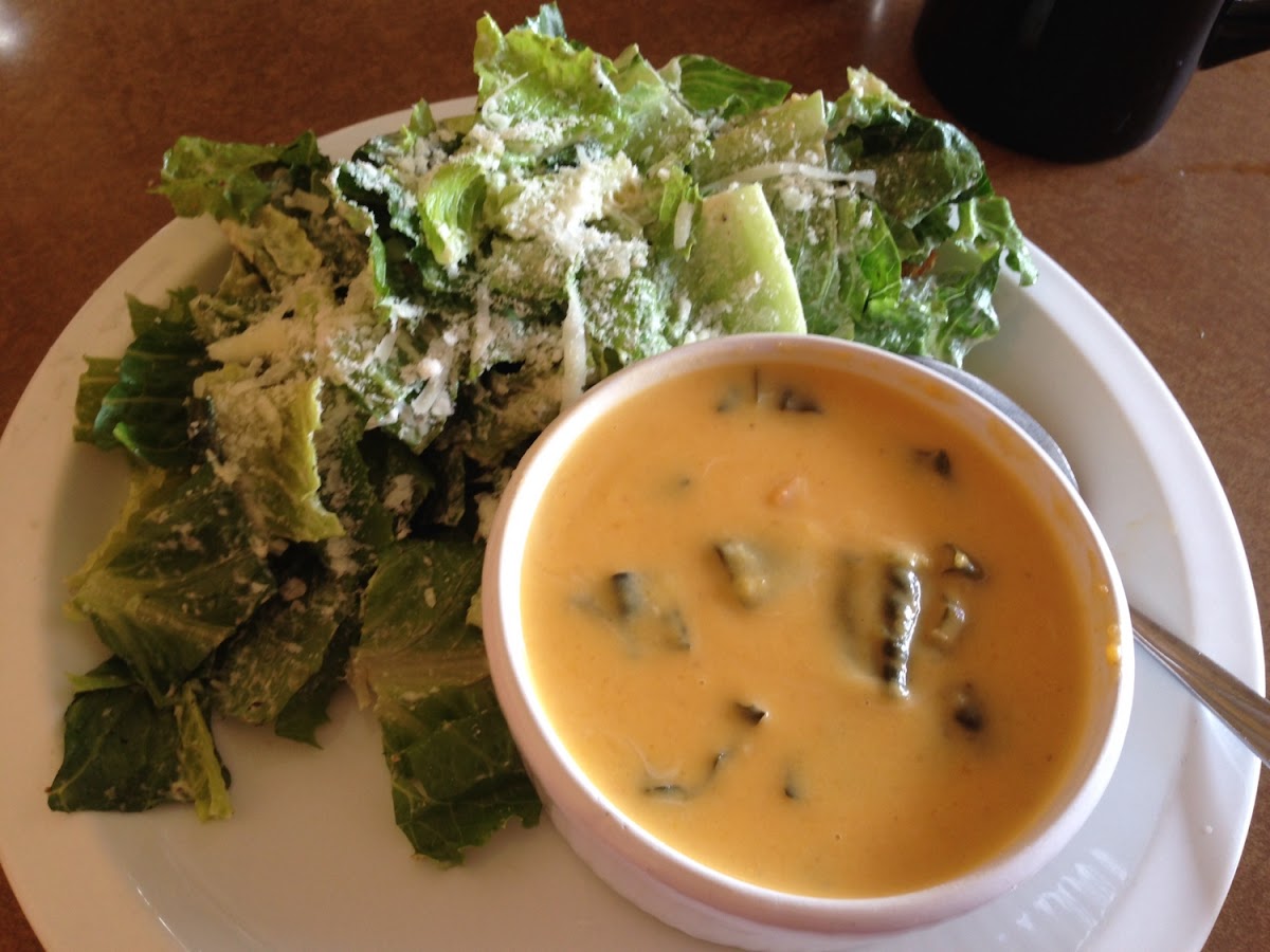 Butternut Squash and Kale Soup with Caesar Salad. Delicious!!