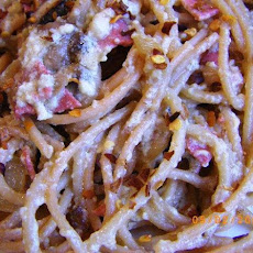 Mushroom and Red Pepper Carbonara
