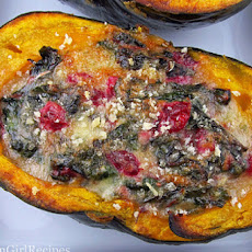 Stuffed Squash with Brie, Cranberries and Greens