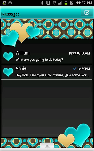 GO SMS - Teal Coco Design