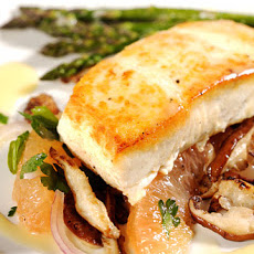 Halibut with Grapefruit, Parsley, Red Onion, and Shiitake Mushrooms