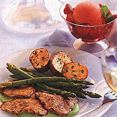 Veal Scaloppine with Spring Pea Coulis and Asparagus