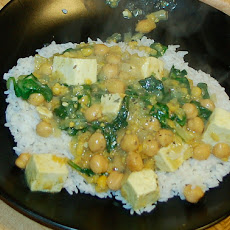 Indian Tofu and Spinach over Almond Rice