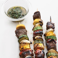 Sirloin and Summer-Vegetable Kebabs with Chimichurri