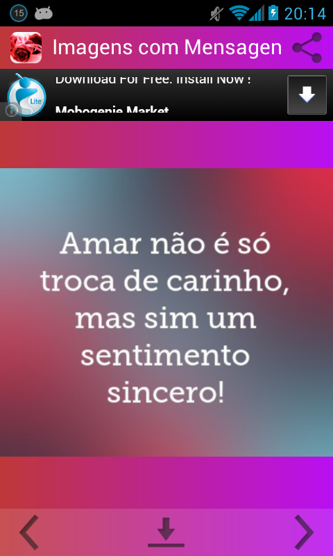 Android application Imagens com Mensagens de Amor screenshort