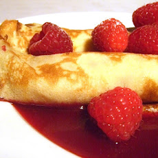 Ricotta Filled Crepes with Raspberry Sauce