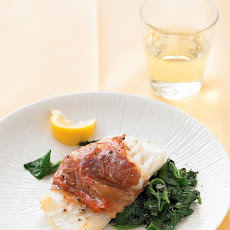 Prosciutto-Wrapped Cod with Lemony Spinach