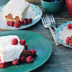 Yogurt Cake with Currant Raspberry Sauce