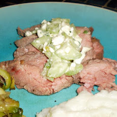 Flank Steak With Cucumber-Pepperoncini Relish