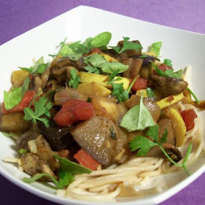 Noodling With Eggplants  and Mushrooms