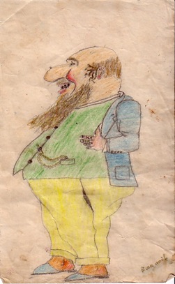 Un bancher un evreu bogat desen facut in anii 30 de Emanuel Chirila