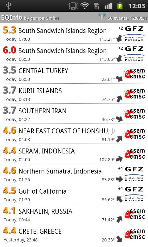 Android application EQInfo screenshort