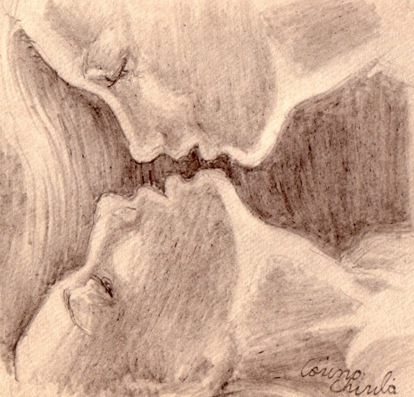 Iubire afectiune tandrete desen in creion - Love passion affection pencil drawing