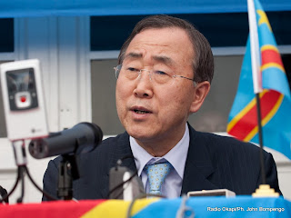 Ban ki Moon, secrétaire général des Nations Unies, 2mars 2009 à Kinshasa