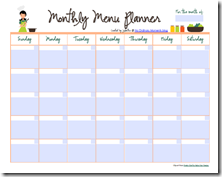monthly meal plan calendar