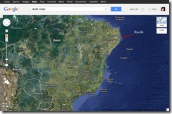 Recife, Brazil Googlemaps with arrow from snagit