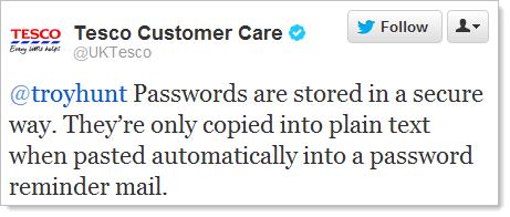 Twitter: @ troyhunt password vengono memorizzate in modo sicuro.  Stanno solo copiato in testo normale quando incollato automaticamente in una mail di promemoria della password.