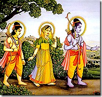 Rama, Sita and Lakshmana in the forest