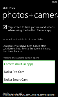Photos + Camera settings in Amber update