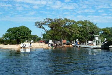 Kazangula, the border town of Botswana and Zambia.