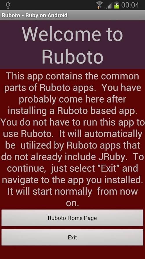 Android application Ruboto Core screenshort