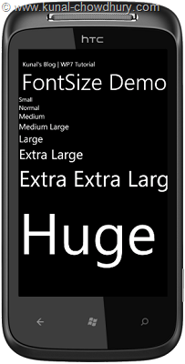Working with Default FontSize in Windows Phone 7 Applications