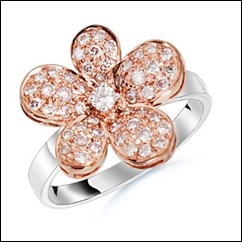 Round Diamond Flower Ring in 18k White Gold