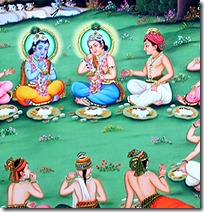 Lord Krishna and friends in Vrindavana