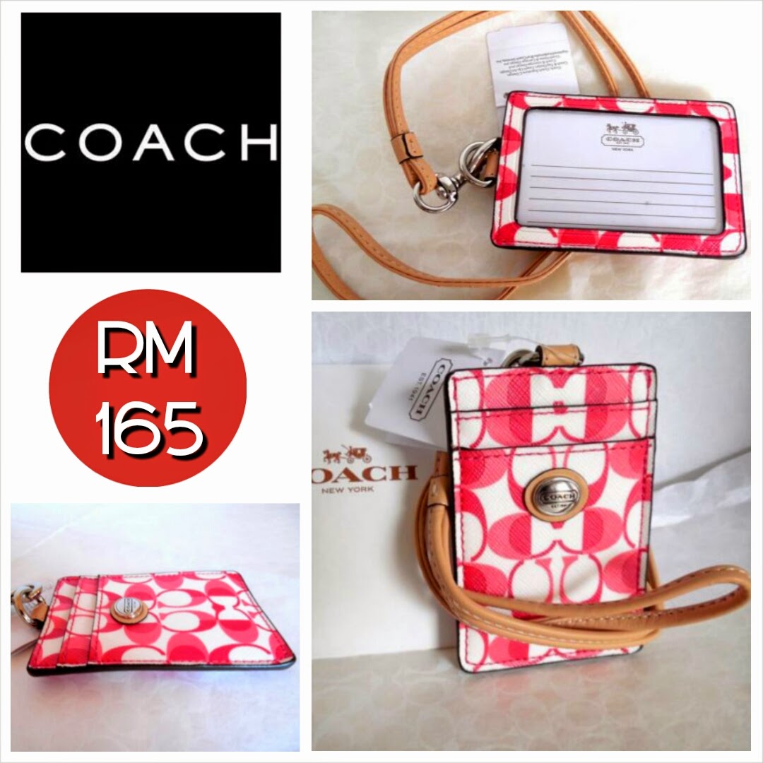 COACH Peyton C Lanyard ID Badge Holder (Pomegranate Tan) SOLD OUT