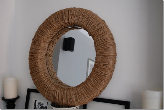 diy projects with jute--create a wall mirror with a wrapped jute frame