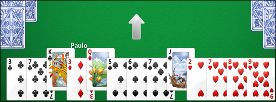 Passe 3 cartas para o jogador indicado (dica: passe as cartas mais altas)