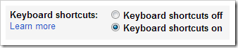 Gmail keyboard shortcuts setting