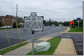 Where Ashby Fell marker A-30 along U.S. Route 11 in Harrisonburg, VA