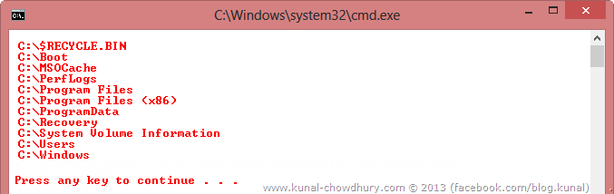 Directory Search Result in Root Drive