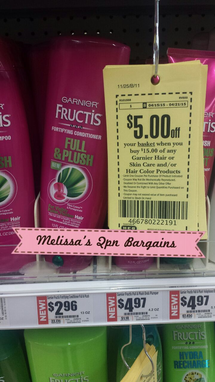 Melissa's Coupon Bargains HEB Garnier Hair Shampoo or Conditioner 1