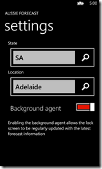 Settings screen Settings screen