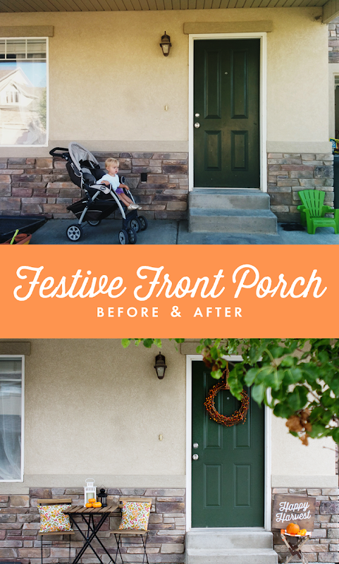 Halloween Front Porch before and after festive front porch for Halloween, decorating for halloween