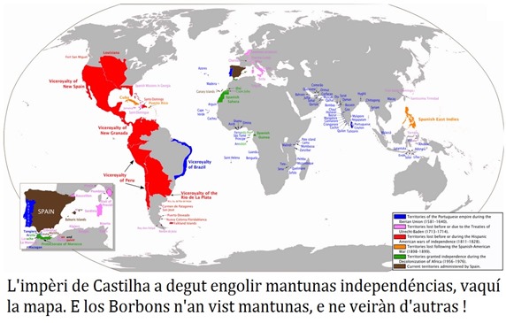 Mapa de las independéncias de l'Impèri Castilhan