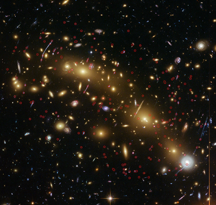 lente gravitacional no aglomerado de galáxias MCS J0416.1-2403